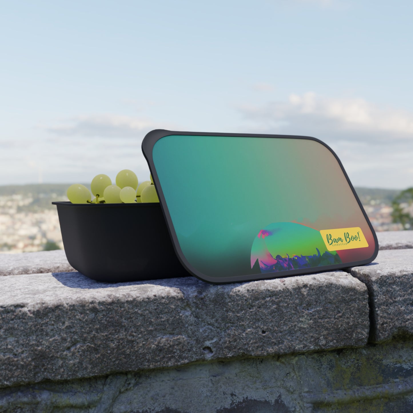 "Sunset Reflections: An Abstract Art Exploration" - Bam Boo! Lifestyle Eco-friendly PLA Bento Box with Band and Utensils