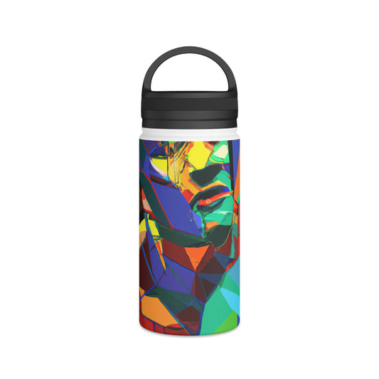 "Abstract Sports Masterpiece" - Go Plus Stainless Steel Water Bottle, Handle Lid