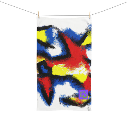 "Catch the Thrill: An Explosive Sports Moment in Color and Line" - Go Plus Hand towel