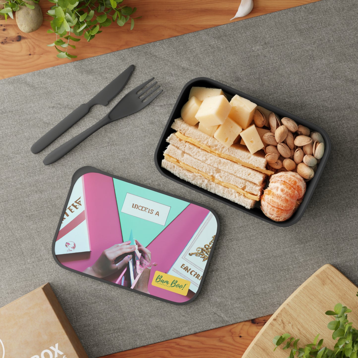 "My Life In Reflection" - Bam Boo! Lifestyle Eco-friendly PLA Bento Box with Band and Utensils