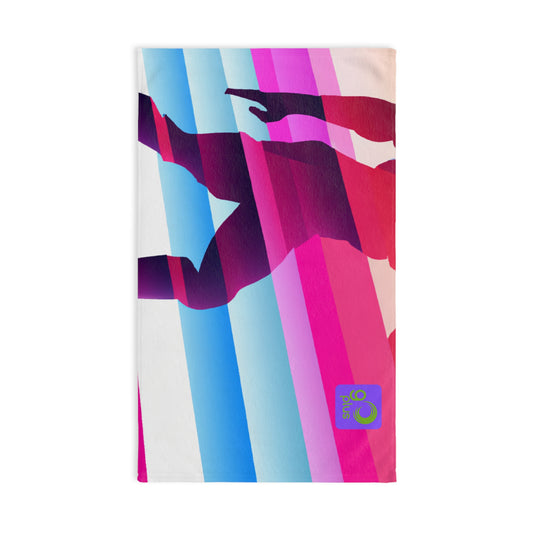 "The Athlete in Motion: A Colorful Geometric Masterpiece" - Go Plus Hand towel