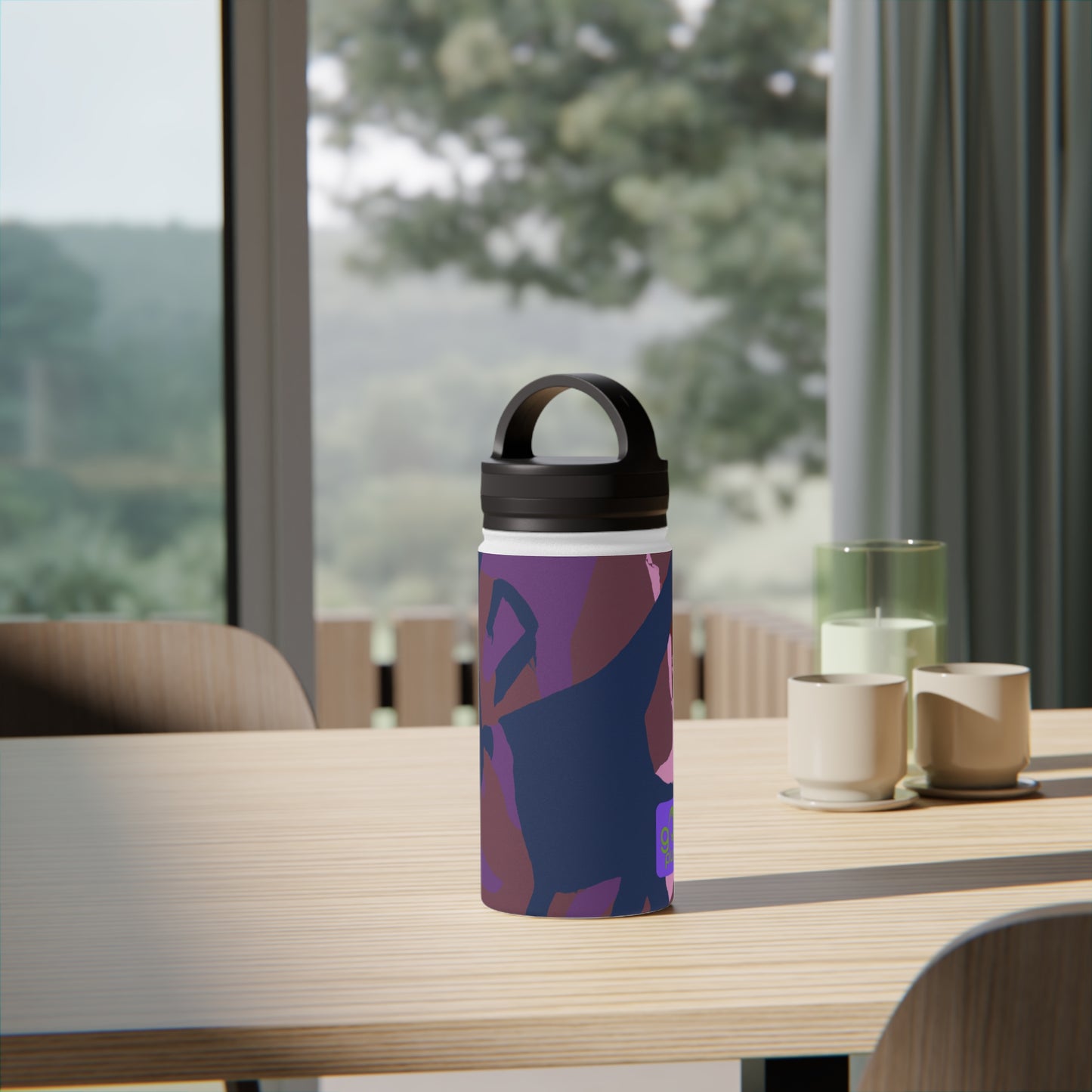 "Athletic Expressions: Capturing a Sporting Moment" - Go Plus Stainless Steel Water Bottle, Handle Lid