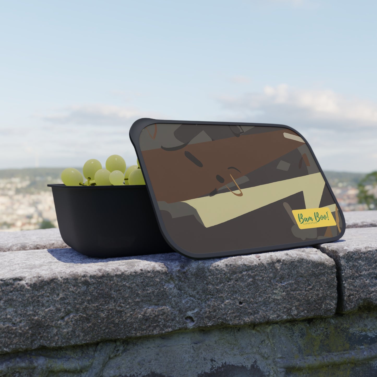 "Nature and Technology: An Abstract Exploration" - Bam Boo! Lifestyle Eco-friendly PLA Bento Box with Band and Utensils