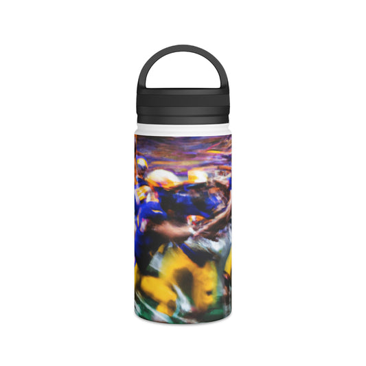 "Explosive Exhilaration: A Geometric Expression of Sporting Energies" - Go Plus Stainless Steel Water Bottle, Handle Lid