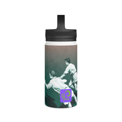 "Uncorked Glory: A Dynamic Vision of Sports History" - Go Plus Stainless Steel Water Bottle, Handle Lid