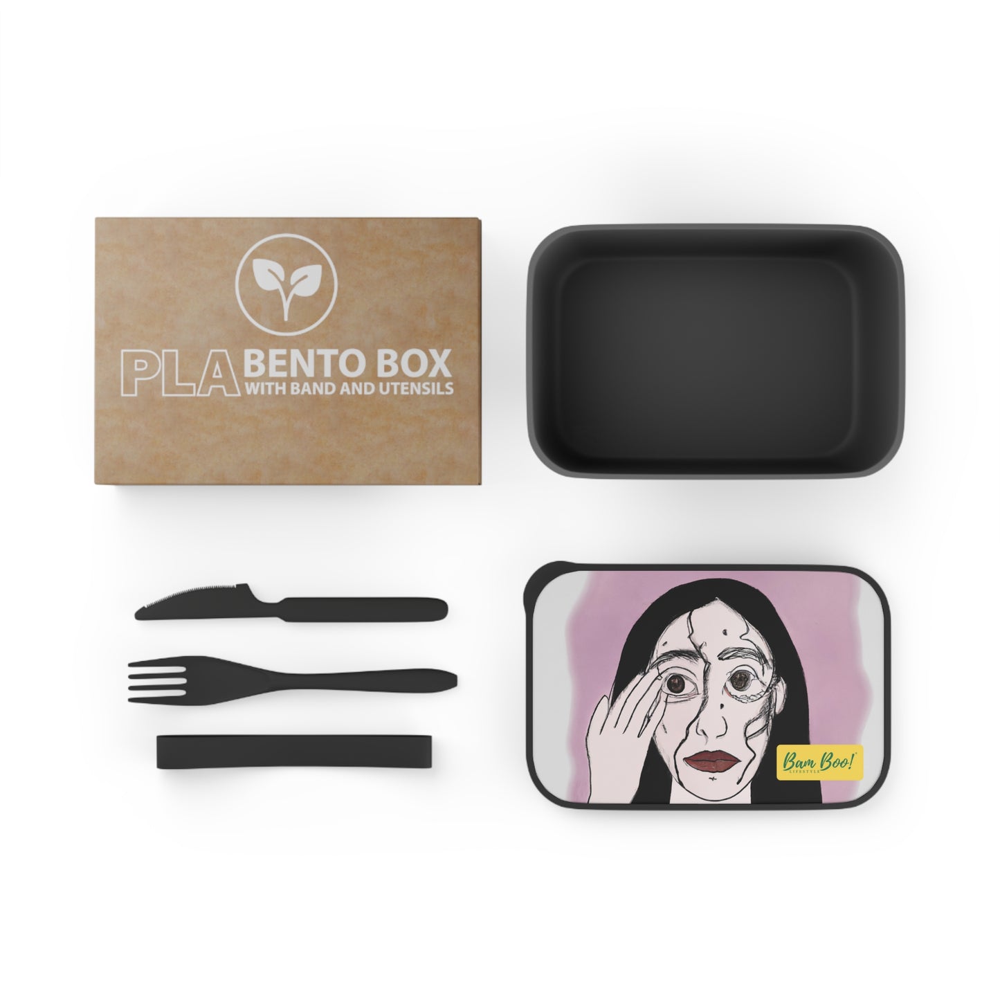 "Reflection of Emotions" - Bam Boo! Lifestyle Eco-friendly PLA Bento Box with Band and Utensils