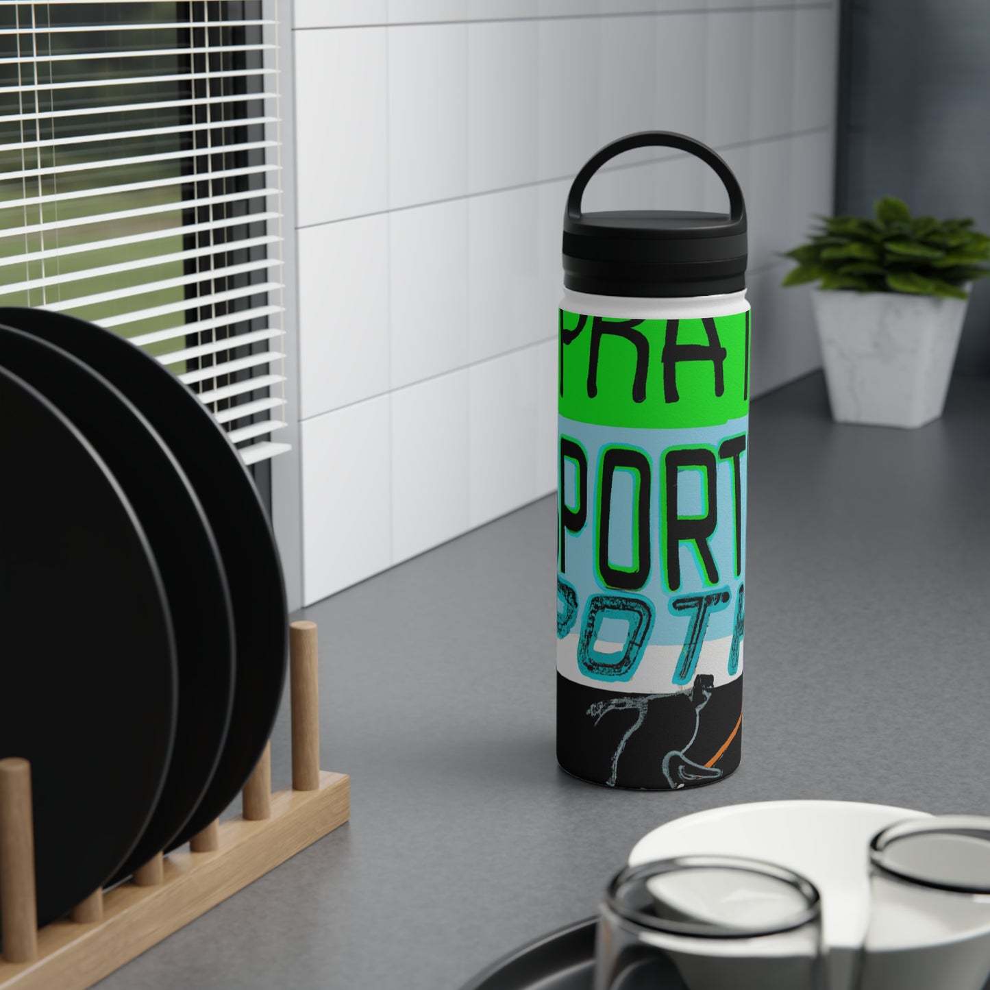"Athletic Artistry: An Unexpected Tribute to [Athlete's Name]" - Go Plus Stainless Steel Water Bottle, Handle Lid