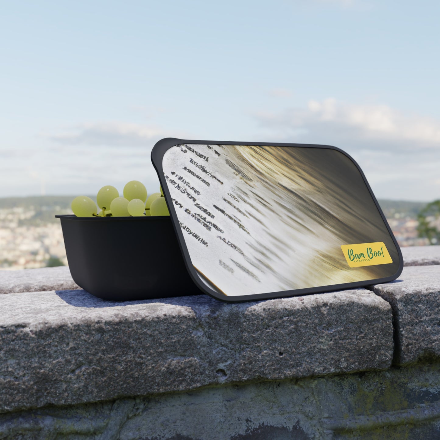 "Time Illuminated: Exploring Light and Texture Through Layered Art" - Bam Boo! Lifestyle Eco-friendly PLA Bento Box with Band and Utensils