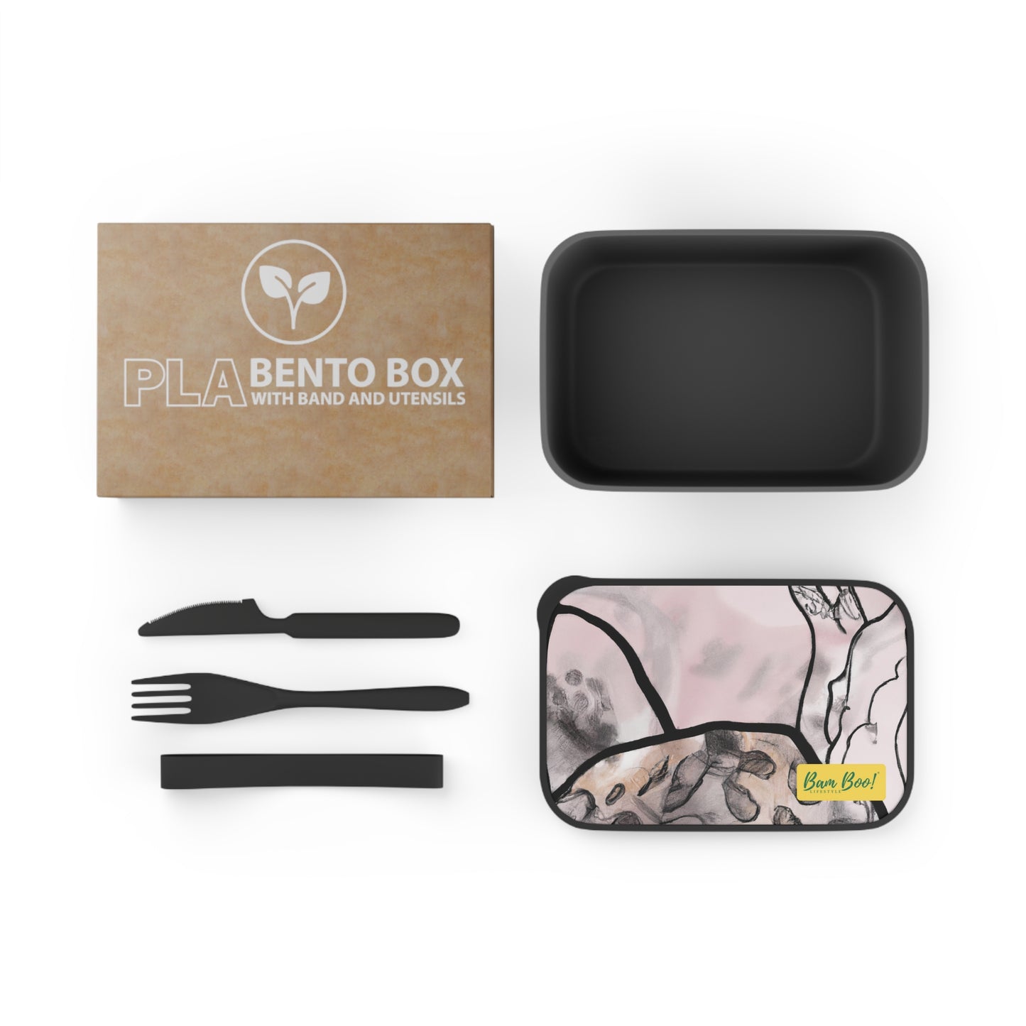 "The Natural Exuberance of Abstraction" - Bam Boo! Lifestyle Eco-friendly PLA Bento Box with Band and Utensils