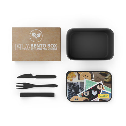 "Memories of My Childhood: A Photographic and Found Artifact Collage" - Bam Boo! Lifestyle Eco-friendly PLA Bento Box with Band and Utensils
