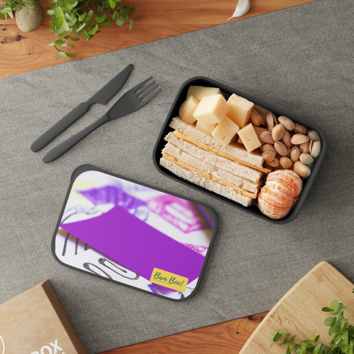 "Abstract Emotions" - Bam Boo! Lifestyle Eco-friendly PLA Bento Box with Band and Utensils