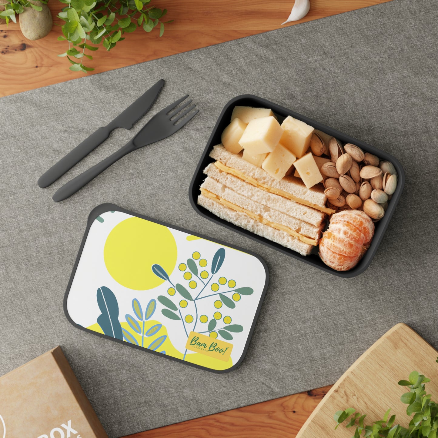 "Abstract Landscape Portrait: A Fusion of Color and Nature" - Bam Boo! Lifestyle Eco-friendly PLA Bento Box with Band and Utensils