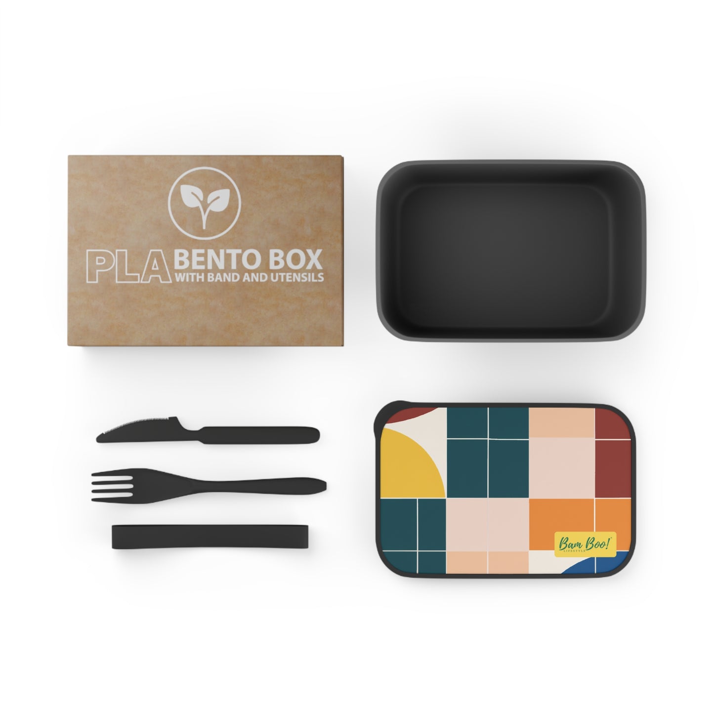 "Splendid Shapes and Spectacular Colors" - Bam Boo! Lifestyle Eco-friendly PLA Bento Box with Band and Utensils