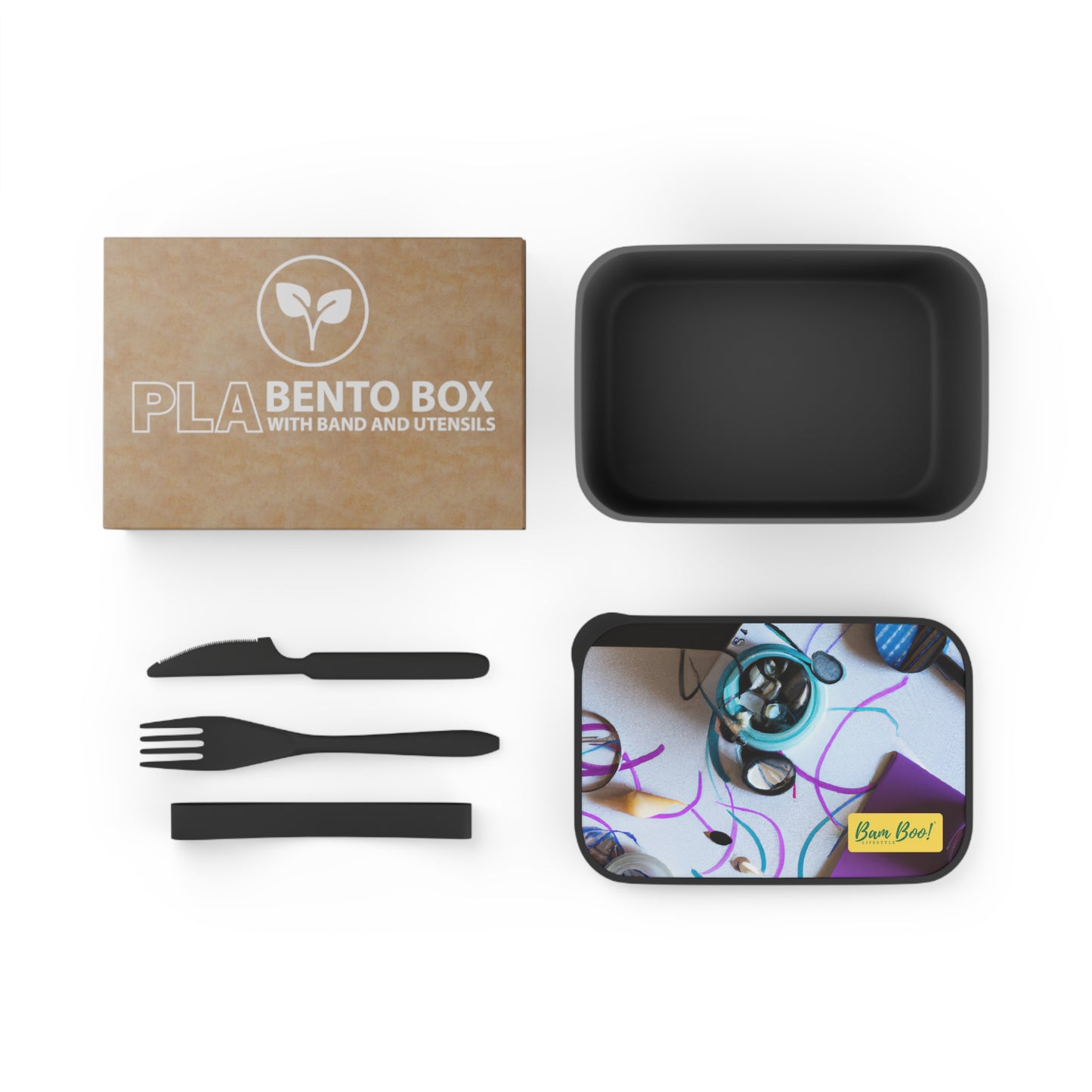 "Dynamic Expressions: Shaping Creative Movement" - Bam Boo! Lifestyle Eco-friendly PLA Bento Box with Band and Utensils