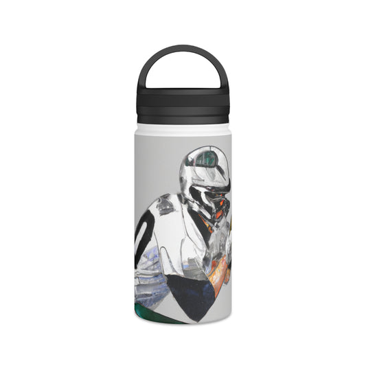 "The Art of the Game: A Sports-Themed Mixed Media Illustration" - Go Plus Stainless Steel Water Bottle, Handle Lid