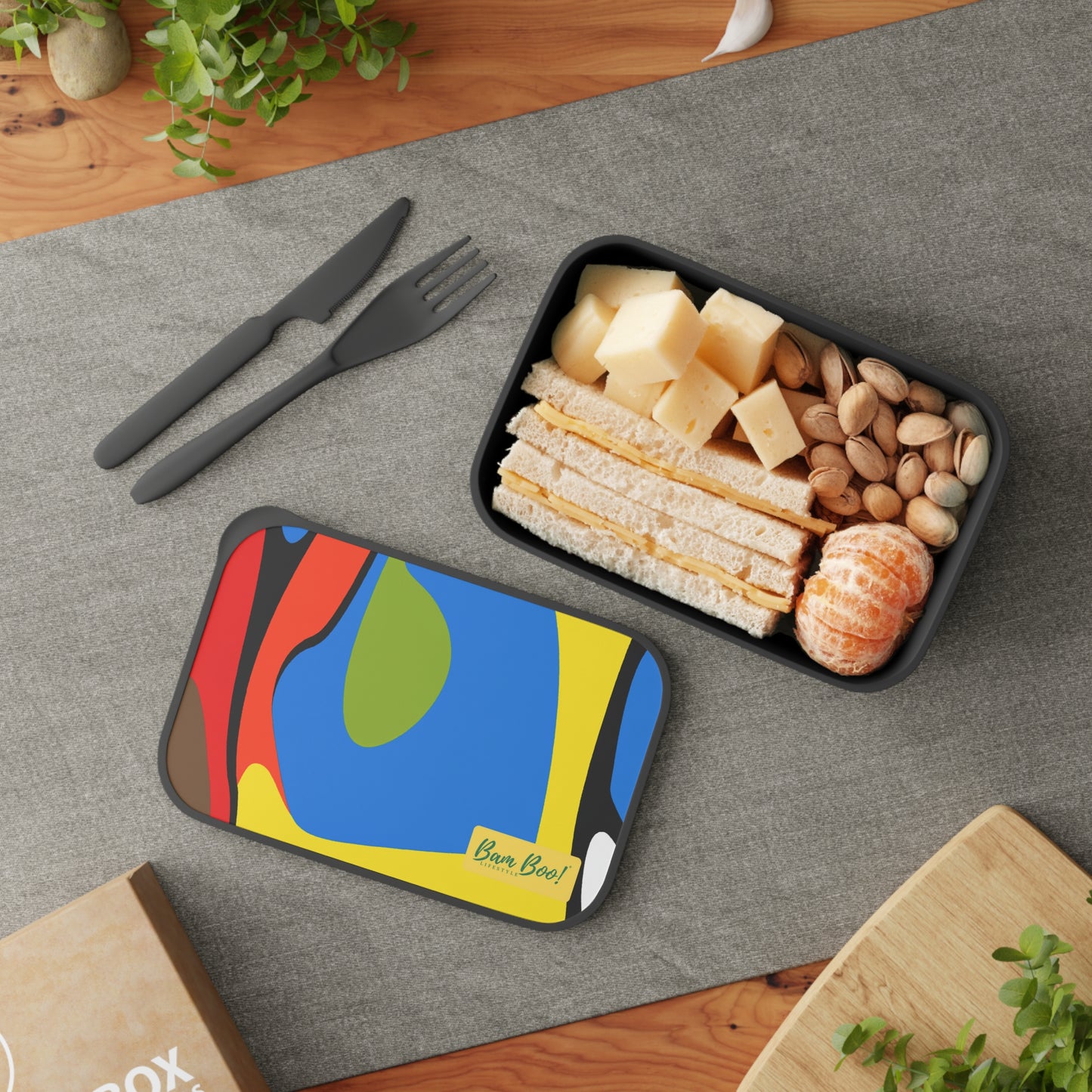 "Mosaic of Self-Expression" - Bam Boo! Lifestyle Eco-friendly PLA Bento Box with Band and Utensils