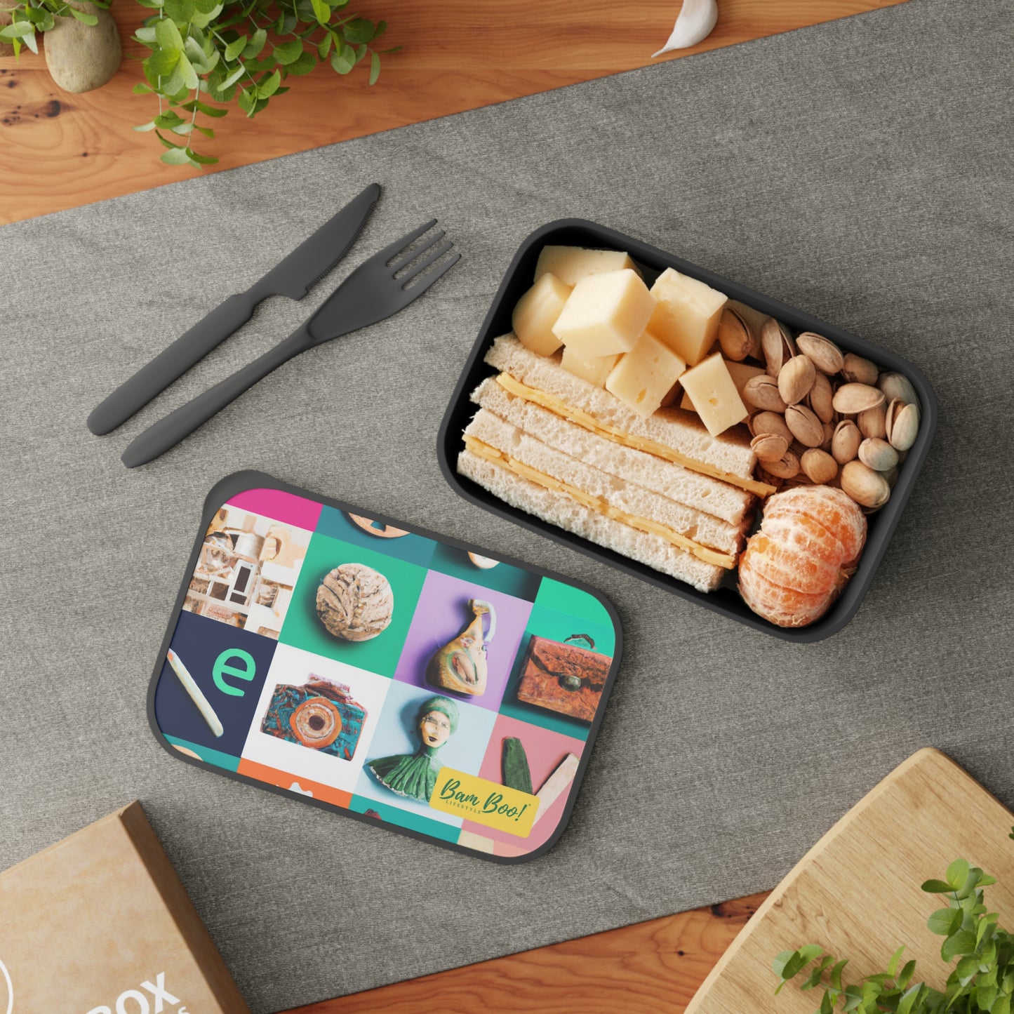 Mosaic of Motivation - Bam Boo! Lifestyle Eco-friendly PLA Bento Box with Band and Utensils