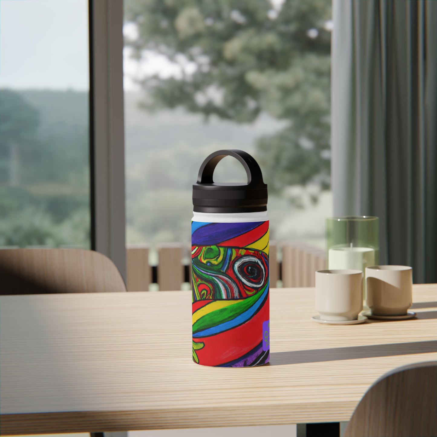 "Energized Sports Art: Capturing the Motion of the Game" - Go Plus Stainless Steel Water Bottle, Handle Lid