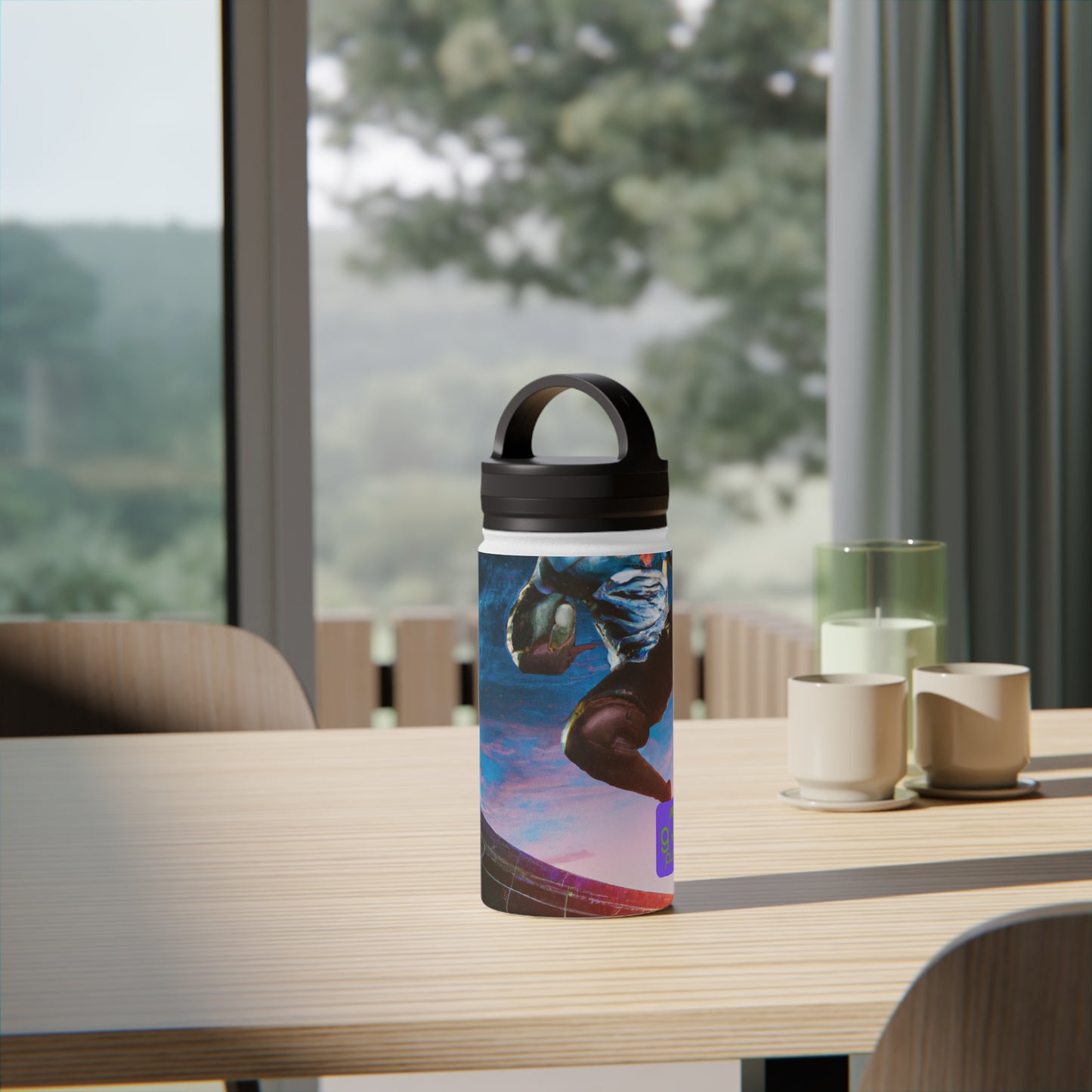 "Sporting Brilliance: An Artistic Expression of High-Stakes Adrenaline" - Go Plus Stainless Steel Water Bottle, Handle Lid