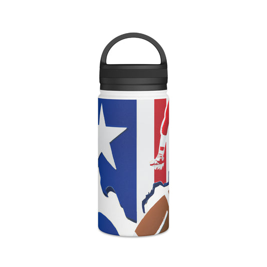 "Sports Art Collage: Unite the Iconic and the Action-Packed!" - Go Plus Stainless Steel Water Bottle, Handle Lid