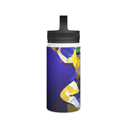 "The Athletic Rush: A Sport-Inspired Digital Painting" - Go Plus Stainless Steel Water Bottle, Handle Lid
