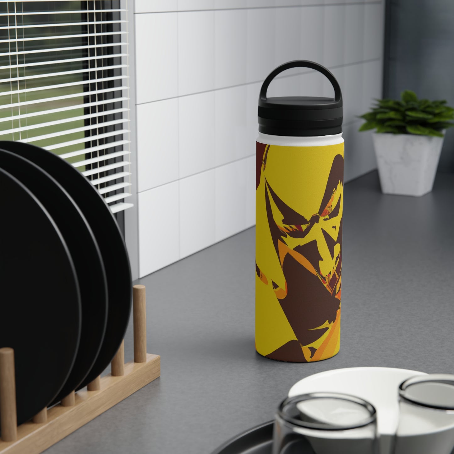 "Dynamic Motion: Capturing a Sports Phenomenon with Shapes and Colors" - Go Plus Stainless Steel Water Bottle, Handle Lid