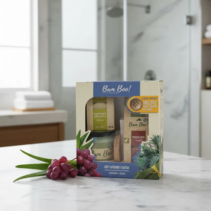 Set Cuidado Capilar Natural Bam Boo! Lifestyle | Shampoo Sólido, Acondicionador, Fijador y Porta Shampoo Ecológico