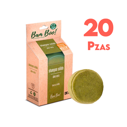 20 Pack Shampoo Sólido Artesanal Aloe Vera 80 Gr Mayoreo Bam Boo! Lifestyle