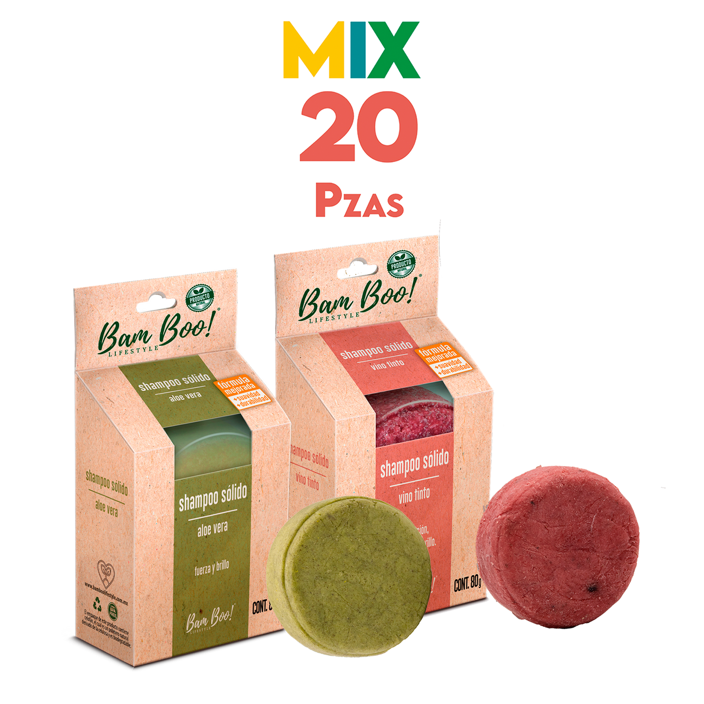 20 Pack Mix Shampoo Sólido Artesanal 80 G Mayoreo Bam Boo! Lifestyle