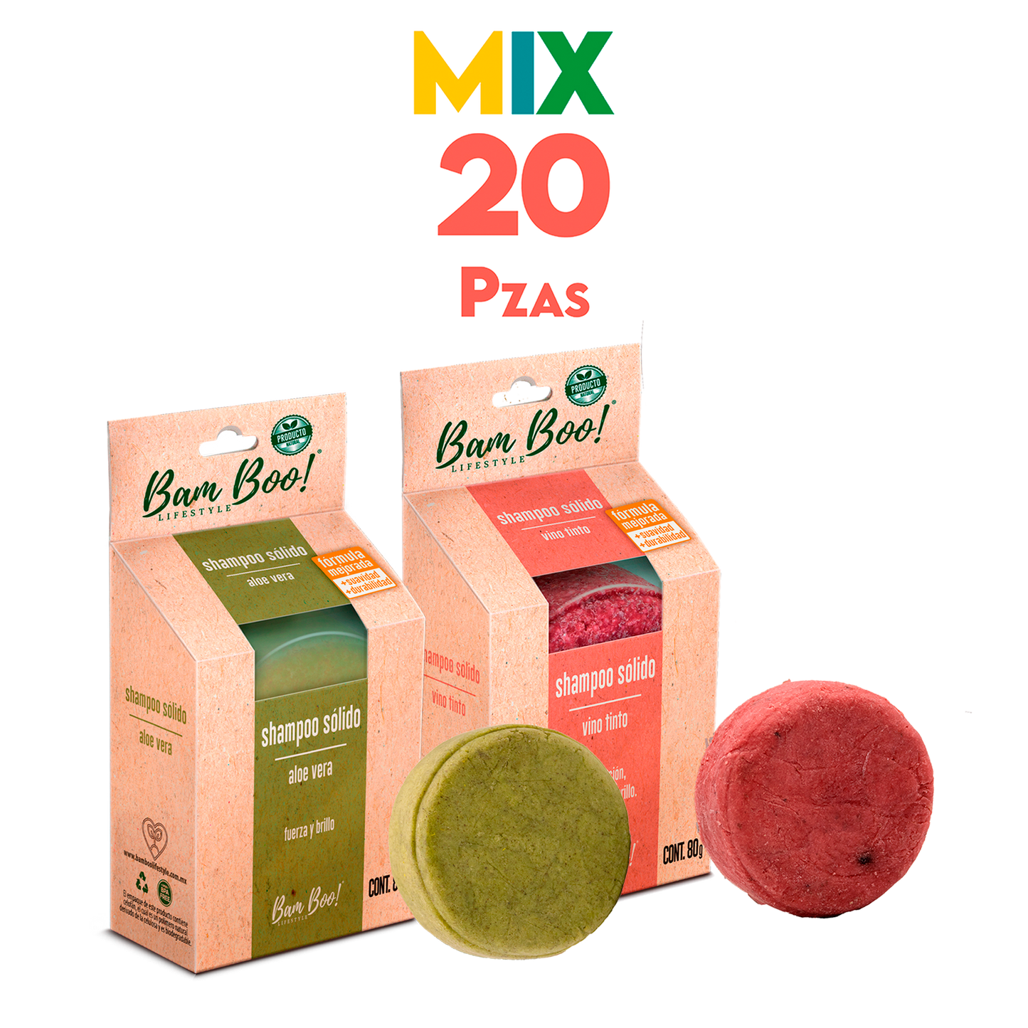 20 Pack Mix Shampoo Sólido Artesanal 80 G Mayoreo Bam Boo! Lifestyle