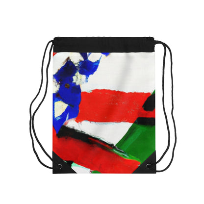 "Sweating it Out in Color: A Passionate Sports-Themed Artwork" - Go Plus Drawstring Bag