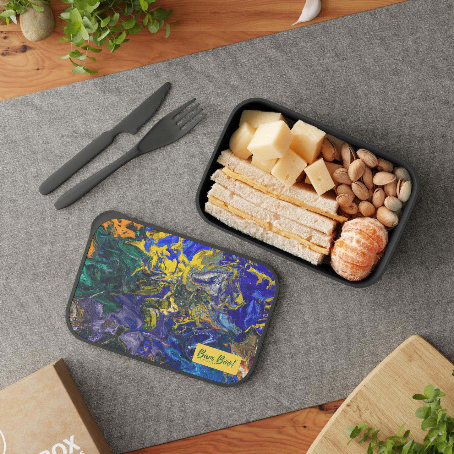 "The Harmonious Palette" - Bam Boo! Lifestyle Eco-friendly PLA Bento Box with Band and Utensils