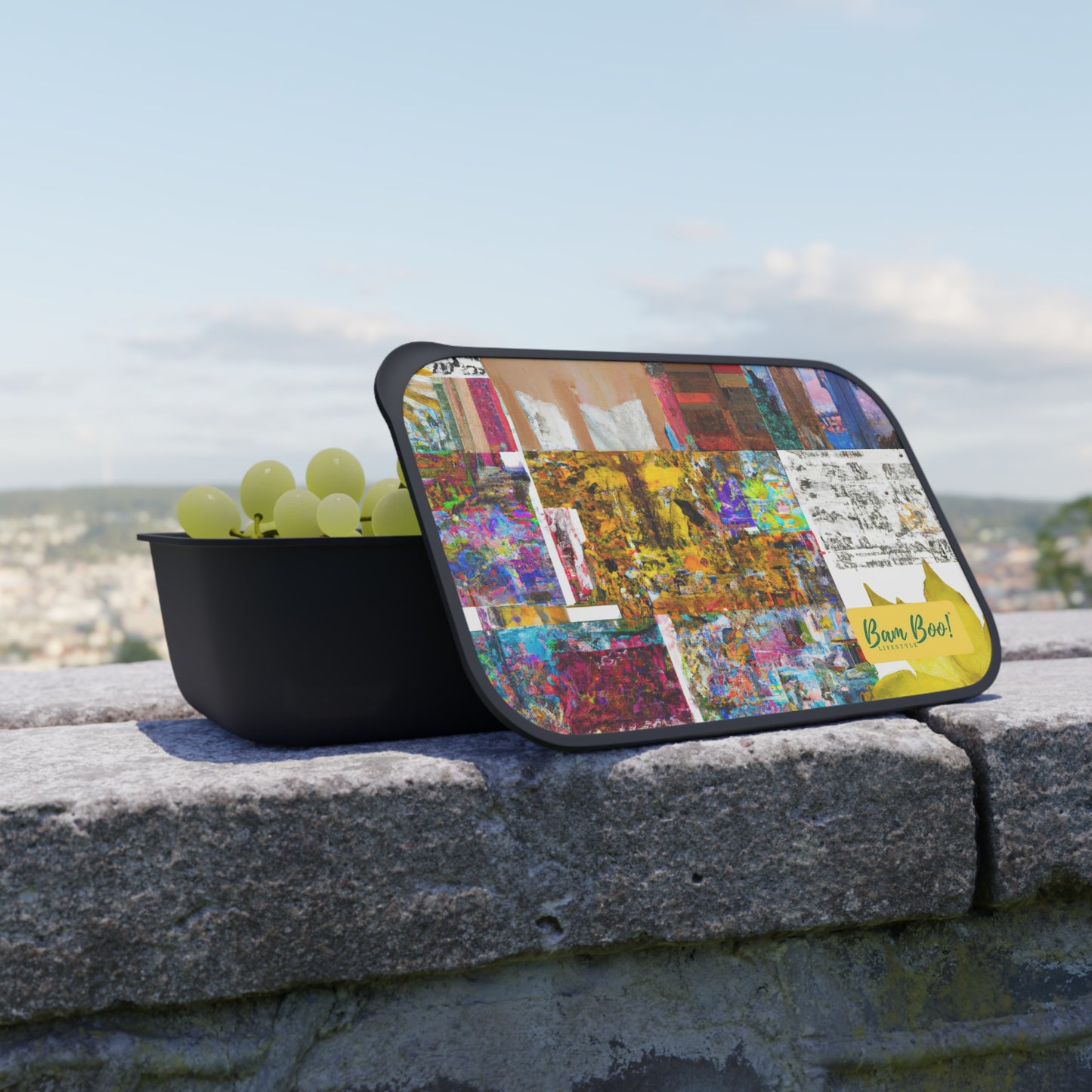 "Exploring Unity in Diversity: A Mixed Media Collage" - Bam Boo! Lifestyle Eco-friendly PLA Bento Box with Band and Utensils
