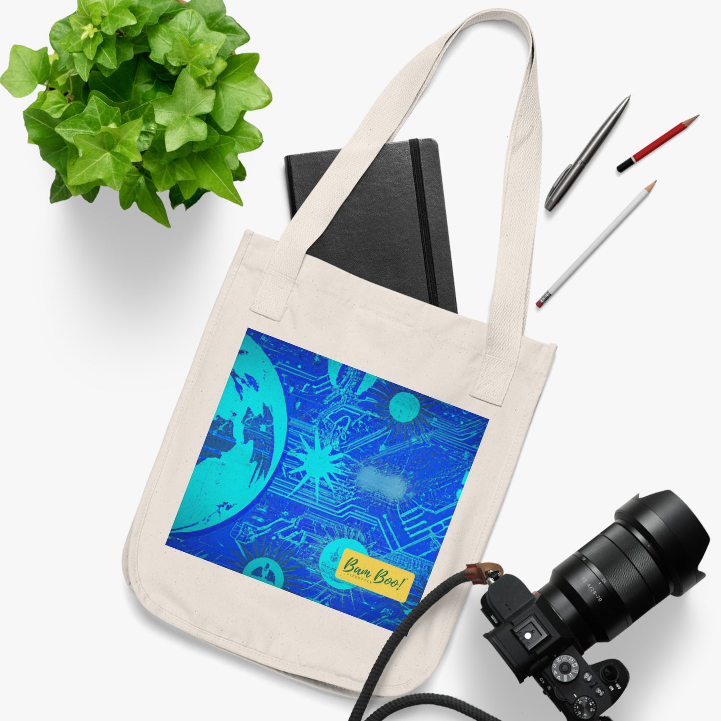 "TechnoNature: Harmonizing Art and Nature" - Bam Boo! Lifestyle Eco-friendly Tote Bag