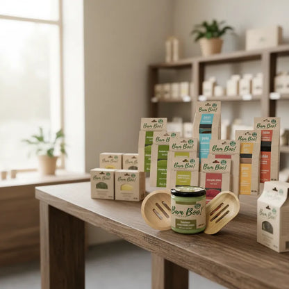 Set de Regalo Eco Cuidado del Cabello y Piel Bam Boo! Lifestyle | Shampoo Sólido, Acondicionador, Fijador, Jabones y Jaboneras de Bambú