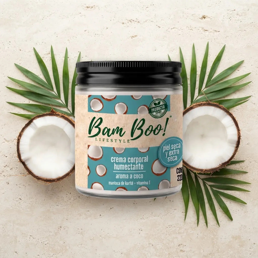 🥥 Crema Humectante Aroma a Coco para Cara y Cuerpo 220 g | Bam Boo! Lifestyle