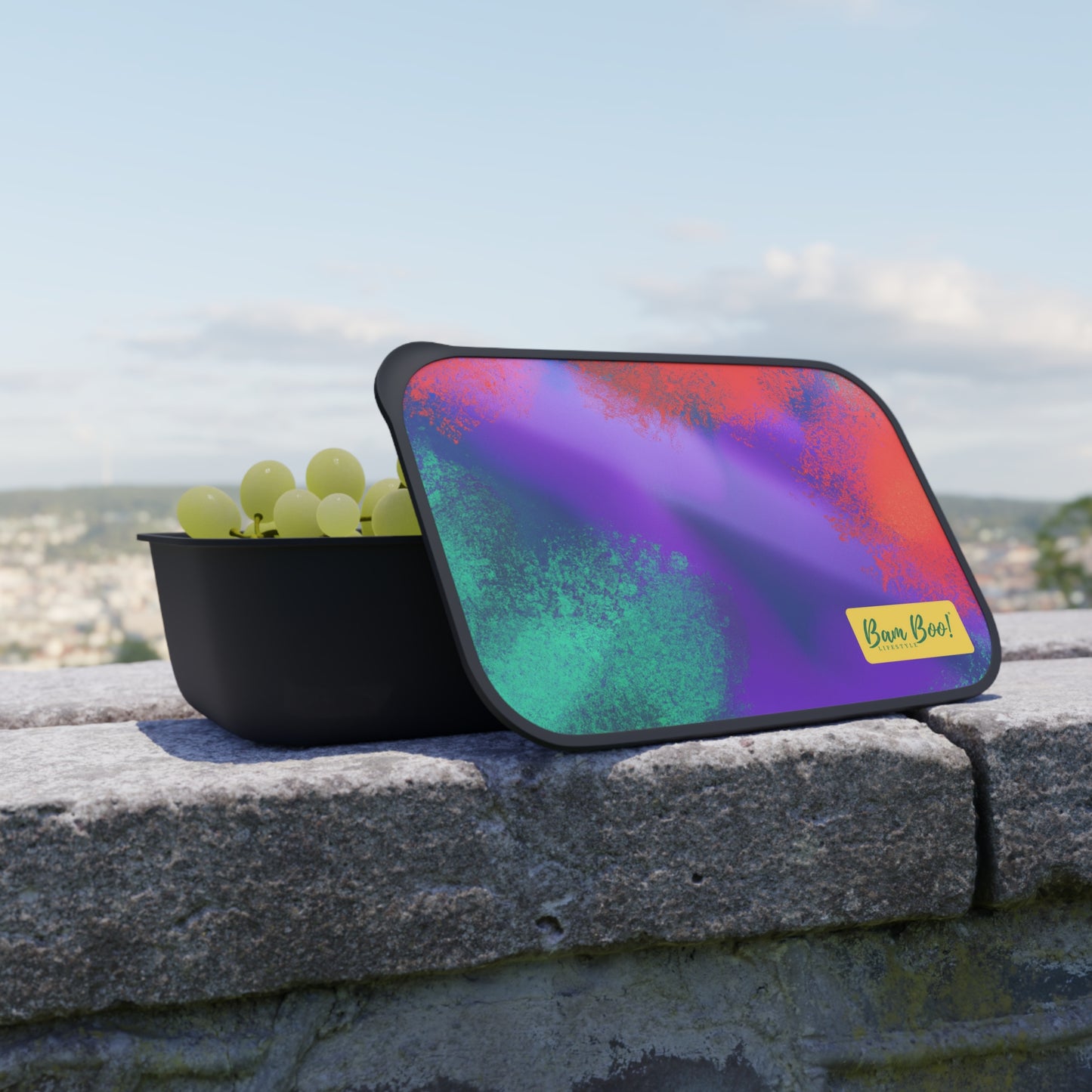 "In the Ever-Shifting Sky: An Abstract Exploration" - Bam Boo! Lifestyle Eco-friendly PLA Bento Box with Band and Utensils