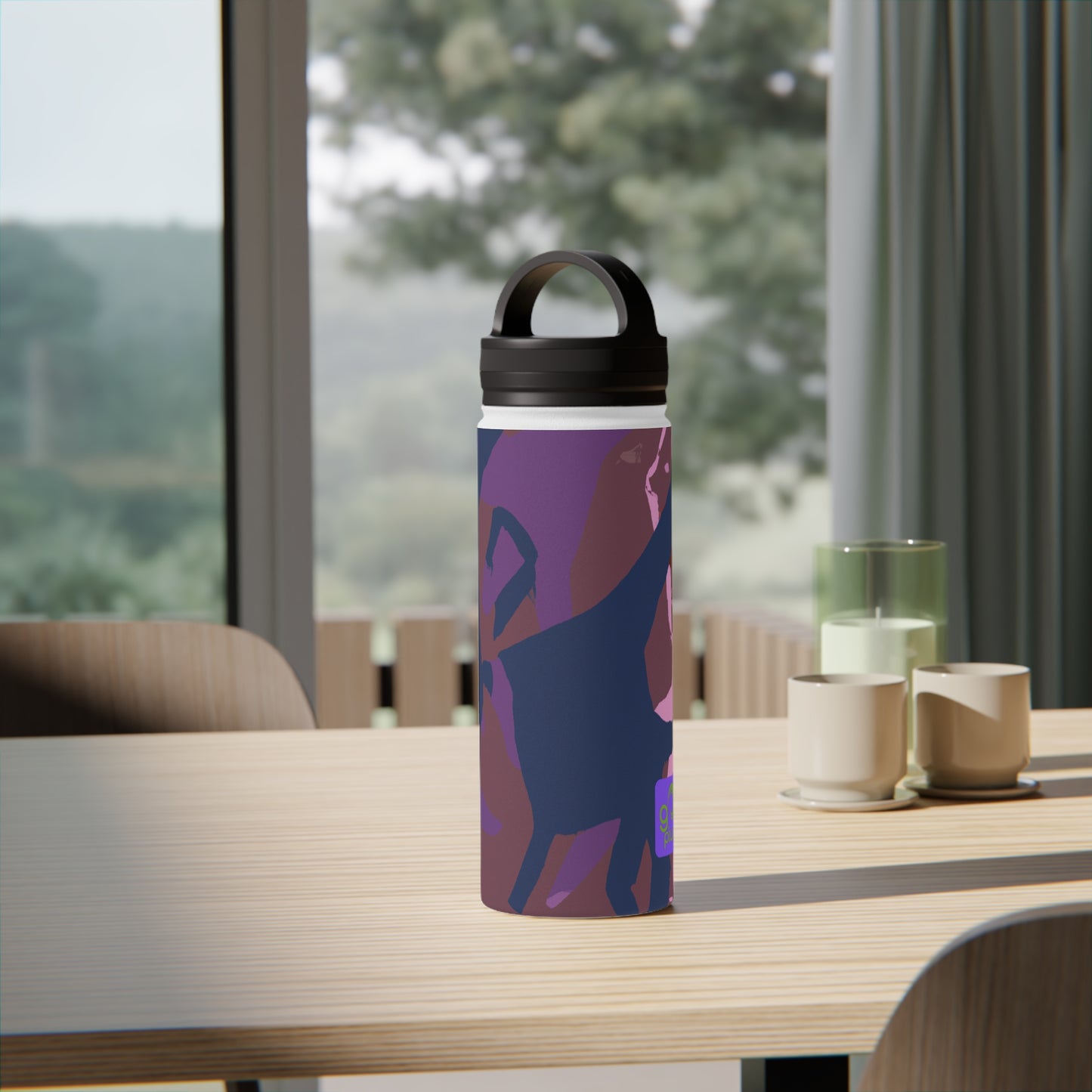"Athletic Expressions: Capturing a Sporting Moment" - Go Plus Stainless Steel Water Bottle, Handle Lid