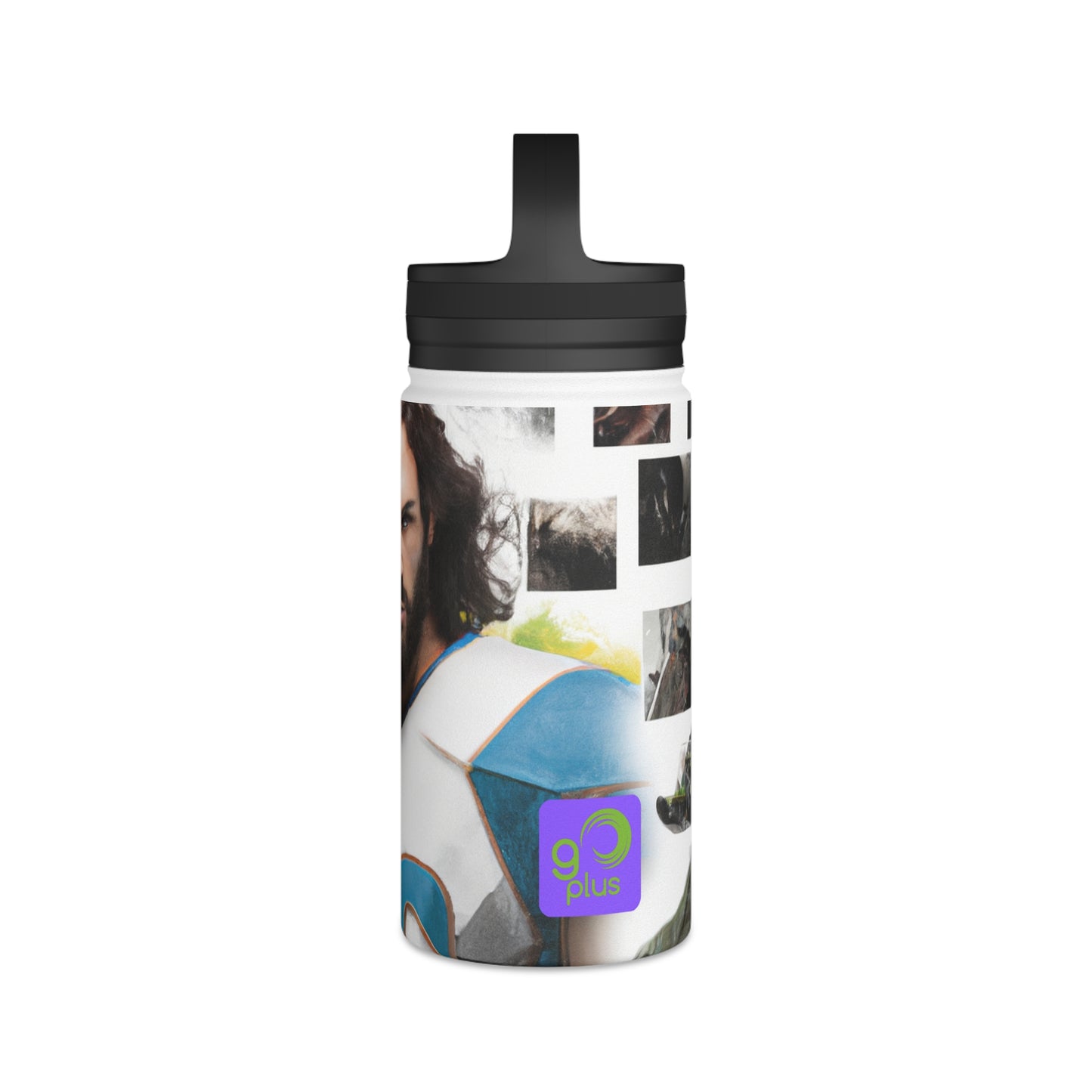 "Sports Spectacle: Photographic Graphics Masterpiece" - Go Plus Stainless Steel Water Bottle, Handle Lid