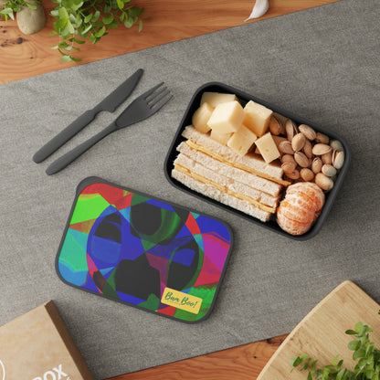 "Boldly Harmonized: A Colorful Geometric Expression of Beauty" - Bam Boo! Lifestyle Eco-friendly PLA Bento Box with Band and Utensils
