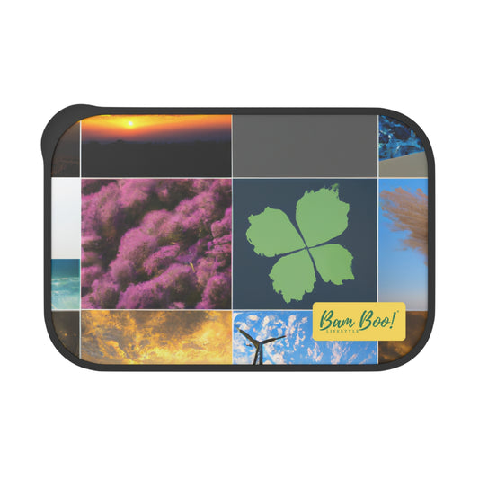 "The Elements of Nature Collage: Celebrating the Splendor of Our World" - Bam Boo! Lifestyle Eco-friendly PLA Bento Box with Band and Utensils
