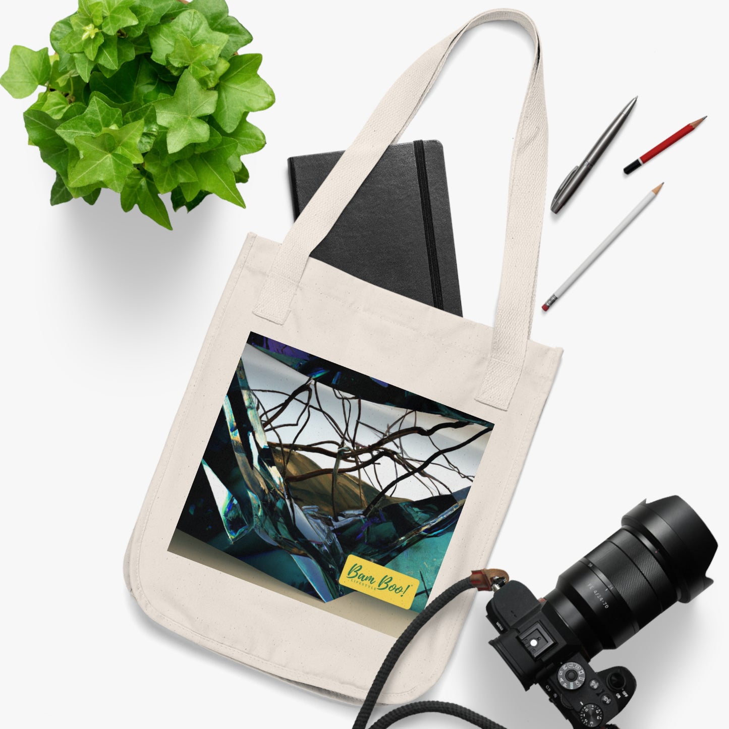 Enchanted Stillness: A Moment of Peaceful Abstract Landscape - Bam Boo! Lifestyle Eco-friendly Tote Bag