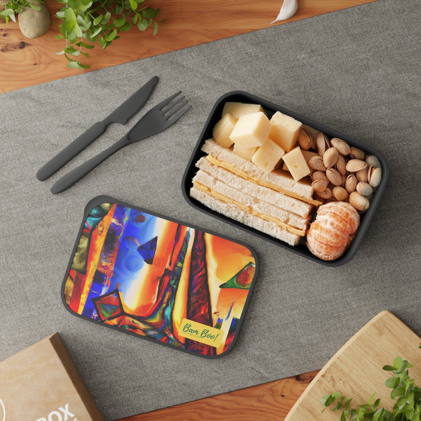 "Explorations in Artistic Hybridization" - Bam Boo! Lifestyle Eco-friendly PLA Bento Box with Band and Utensils