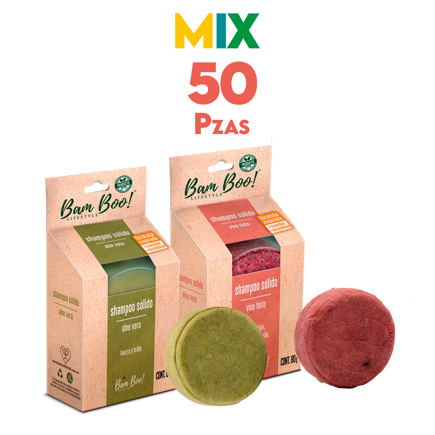 50 Pack Mix Shampoo Sólido Artesanal 80 G Mayoreo Bam Boo! Lifestyle