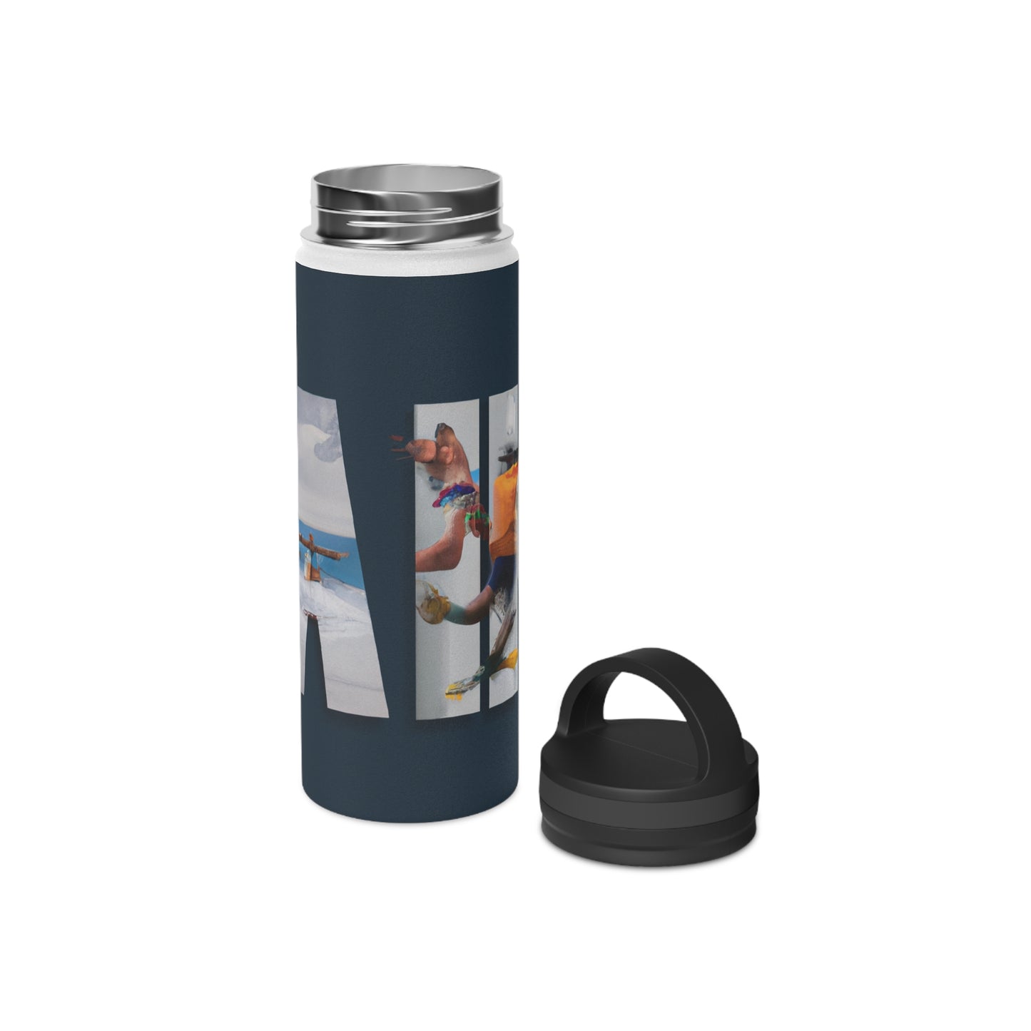 Unleashed: A Mixed Media Symphonic Story of Sports, Art, and Imagery - Go Plus Stainless Steel Water Bottle, Handle Lid