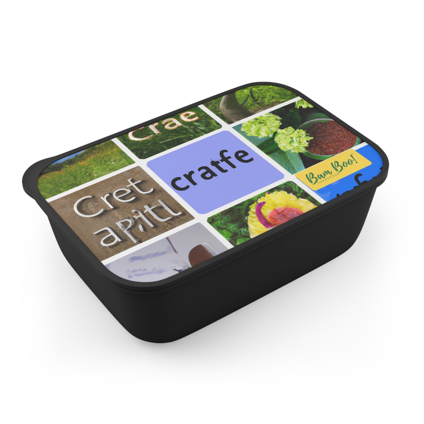 "Nature's Splendid Collage" - Bam Boo! Lifestyle Eco-friendly PLA Bento Box with Band and Utensils