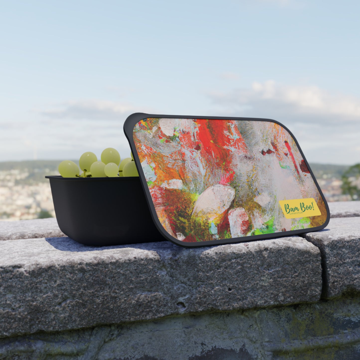 "Effective Expression: Exploring Abstract Painting with a Limited Color Palette" - Bam Boo! Lifestyle Eco-friendly PLA Bento Box with Band and Utensils