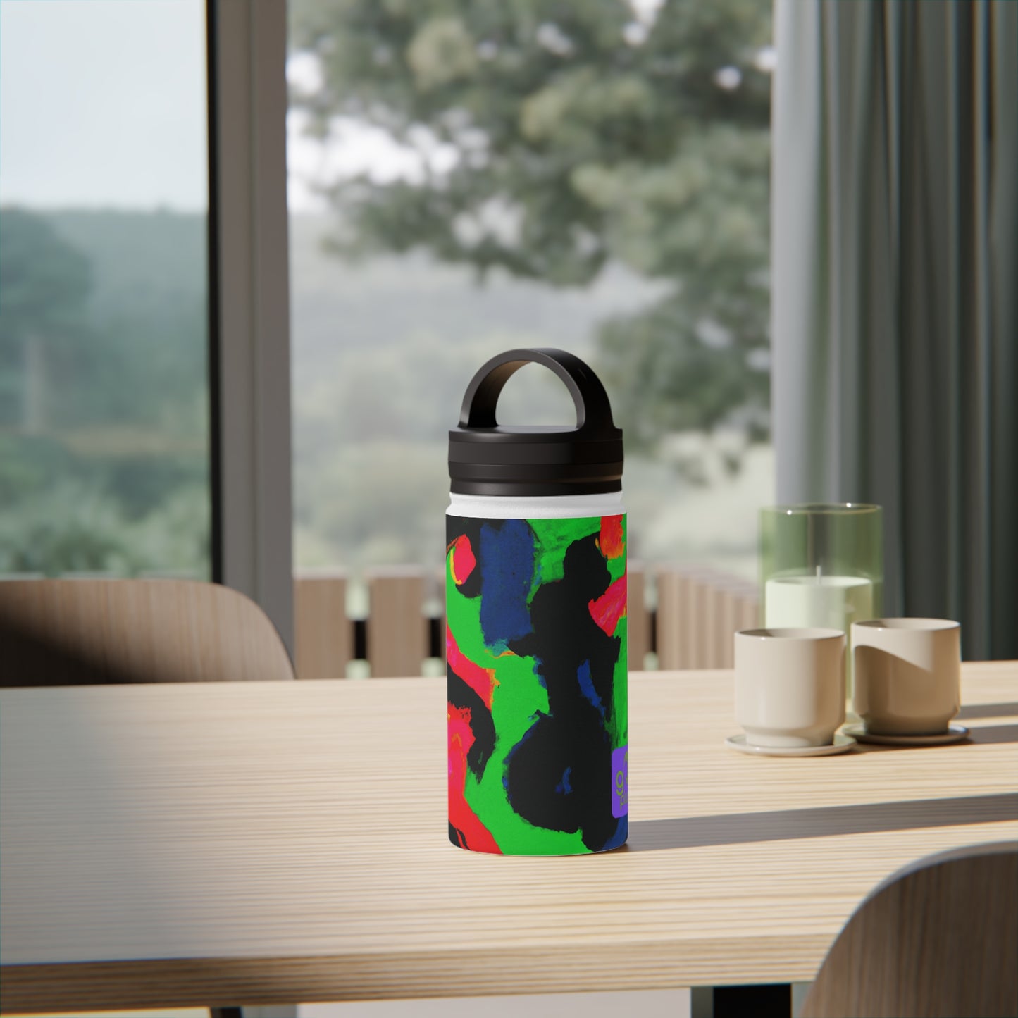 "In Full Motion: Capturing the Vitality of Sports" - Go Plus Stainless Steel Water Bottle, Handle Lid