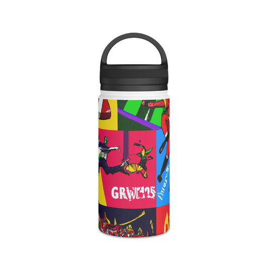 "Blazing the Field: A Sports Landscape in Vibrant Hues and Motion" - Go Plus Stainless Steel Water Bottle, Handle Lid