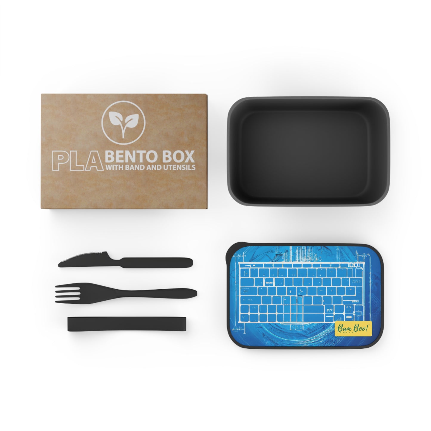"Nature-Tech Art Fusion" - Bam Boo! Lifestyle Eco-friendly PLA Bento Box with Band and Utensils